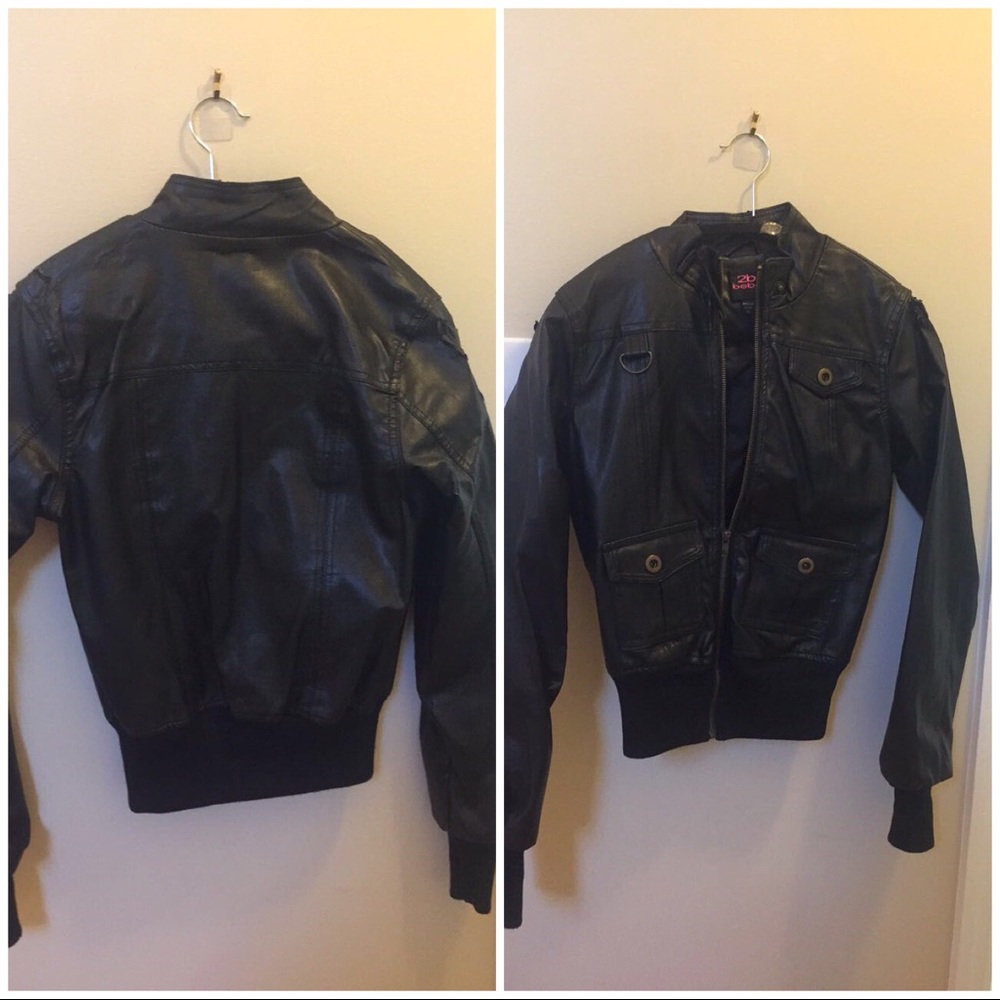 Black leather jacket bebe XS